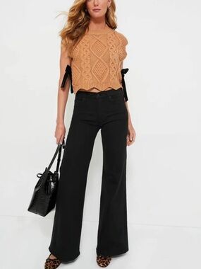 MOTHER High-Rise Wide Leg Women’s Jeans Black SZ 24 The twisted sneak style EUC